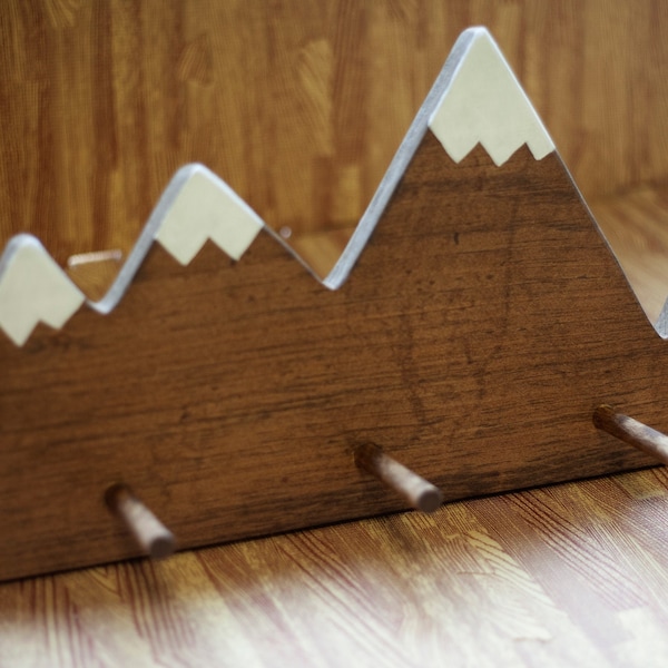 Mountain Peak Wall Hook | Wooden Nursery Wall Hook for Kids | Woodland Mountain Nursery Decor