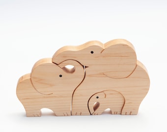 Elephant Puzzle Nesting Wooden Animal Puzzle Baby Shower Gift Baby toy