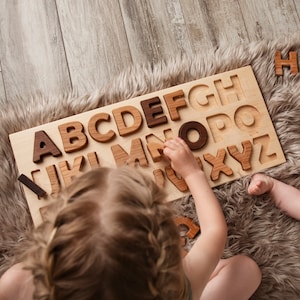 Wooden Alphabet Puzzle Letters Learning Tool image 1