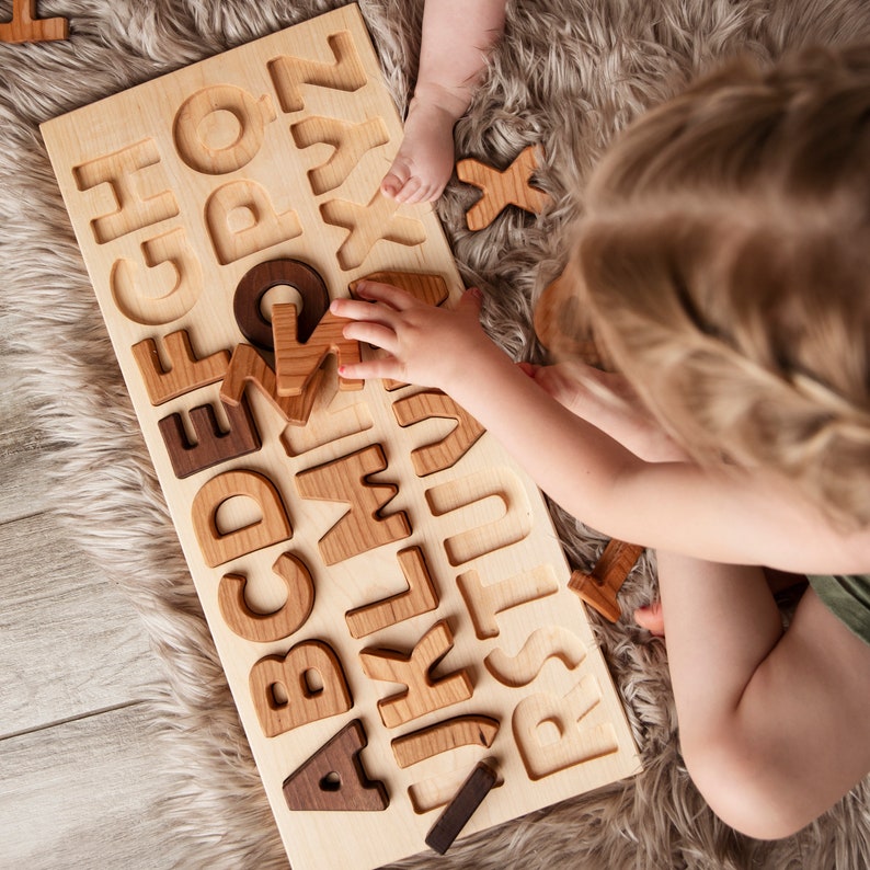 Wooden Alphabet Puzzle Letters Learning Tool image 2