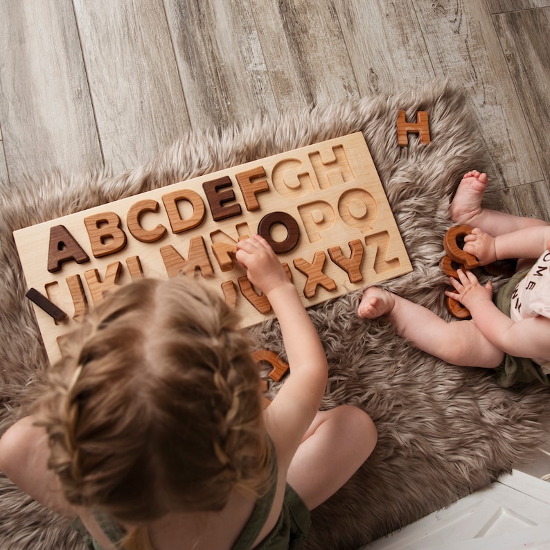 Wooden Alphabet Puzzle Letters Learning Tool image 1