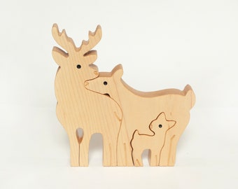 Wooden Nesting Deer Family | Deer Puzzle | Wood Puzzle |  Buck Doe Baby | Baby shower