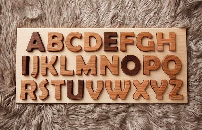 Wooden Alphabet Puzzle Letters Learning Tool image 5