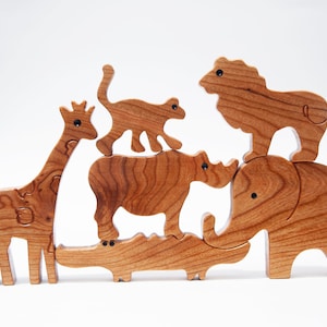 Animali della giungla in legno / Animali impilabili / Giocattolo dell&#39;equilibrio / Giocattolo per bambini / Giocattoli in legno
