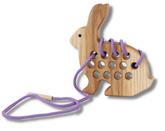 Threading Toy | Wooden Lacing toy | Bunny Toy | Easter | Montessori | Wood toys