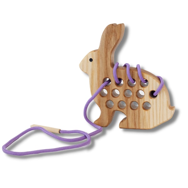 Threading Toy | Wooden Lacing toy | Bunny Toy | Easter | Montessori | Wood toys