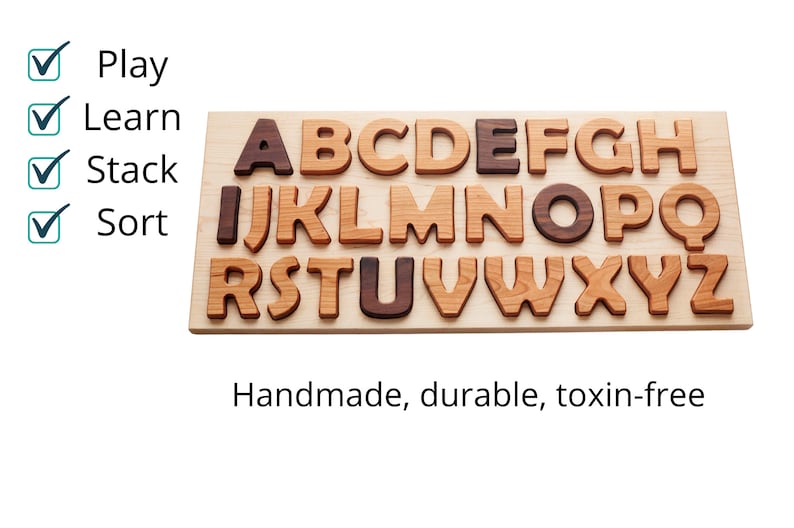 Wooden Alphabet Puzzle Letters Learning Tool image 8