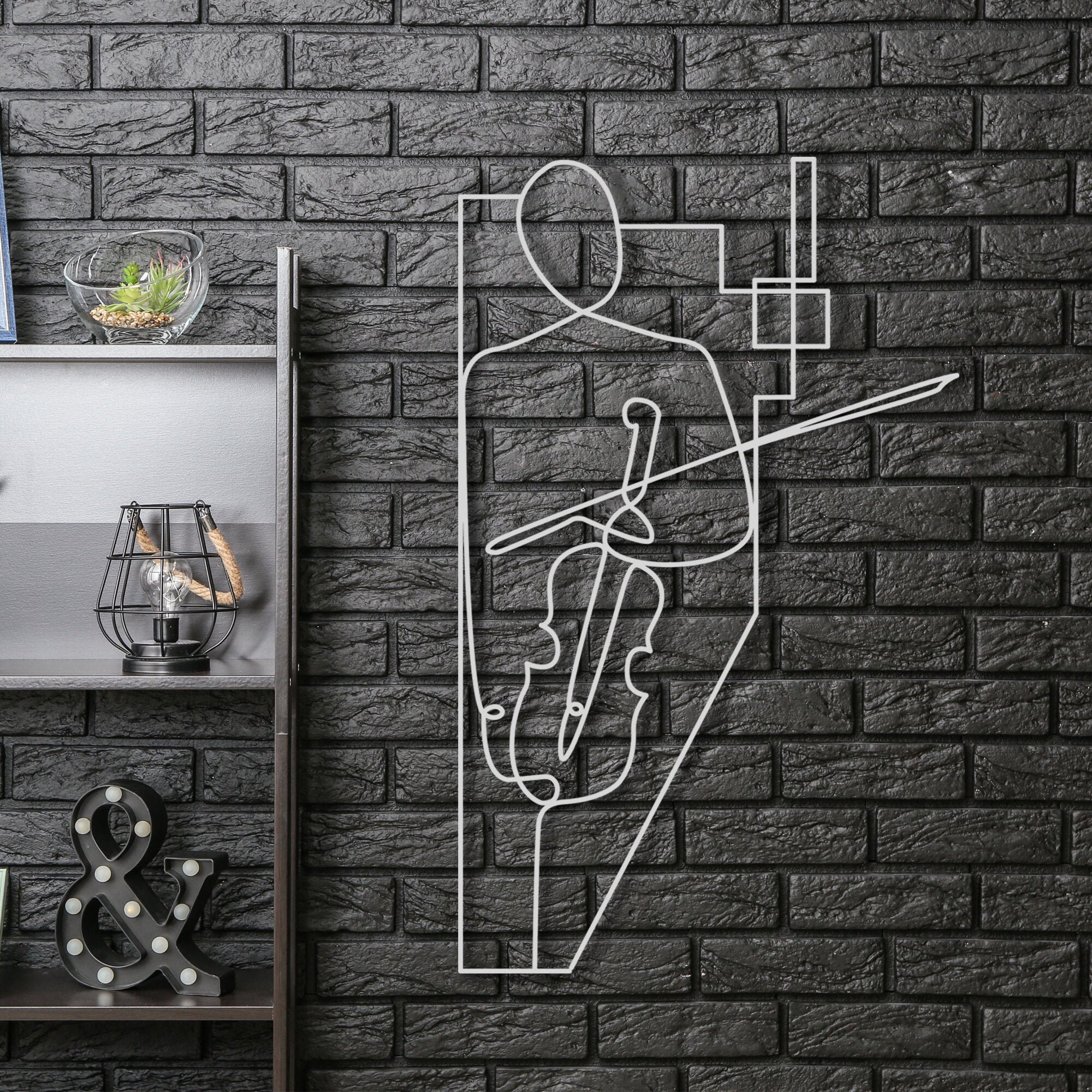 Wire art violinist wall mounted | Etsy