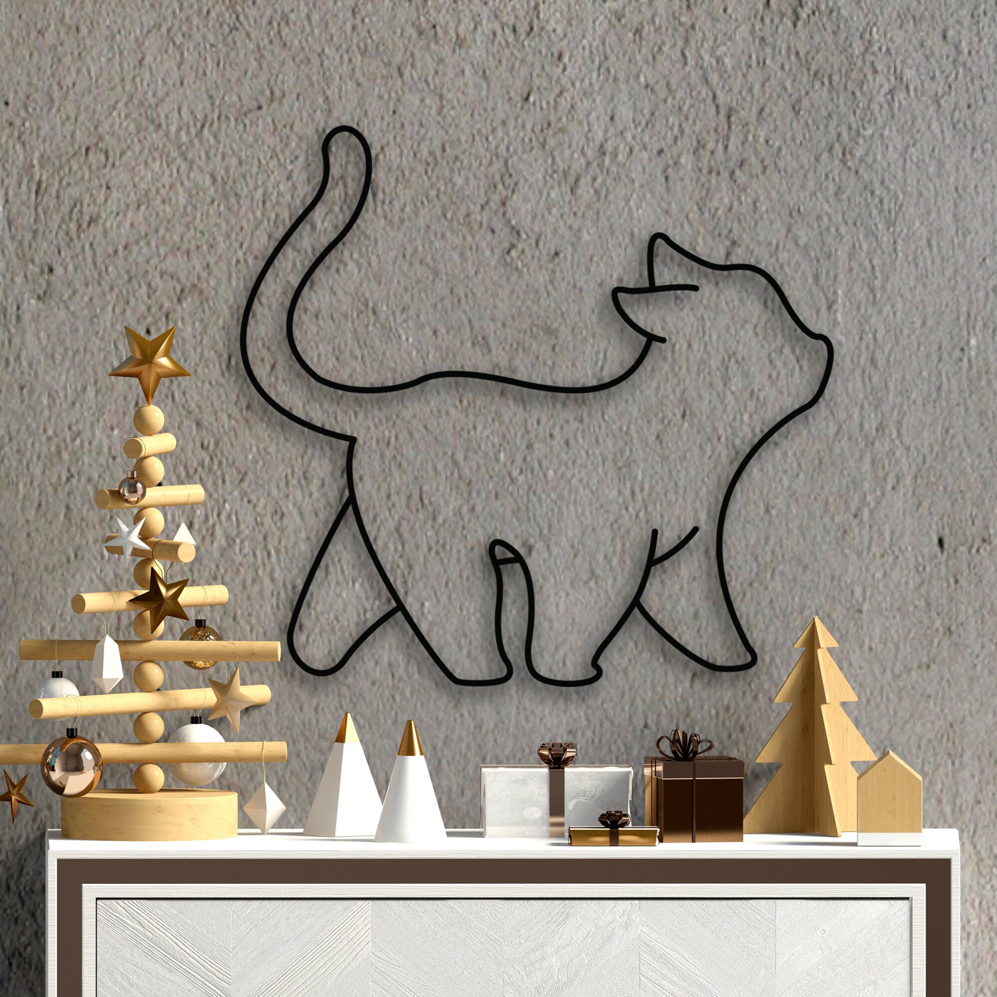 Wire art kitten wall mounted Etsy