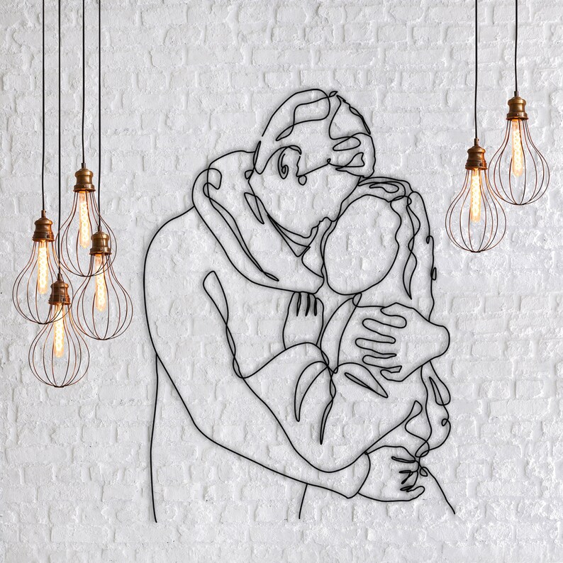 Custom wire portrait couple family art decor | Etsy