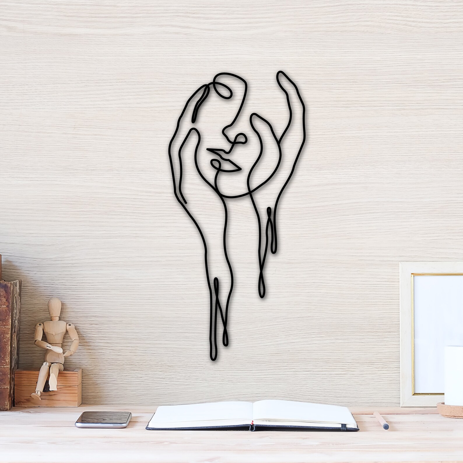 Wire art face in hands abstract style Etsy