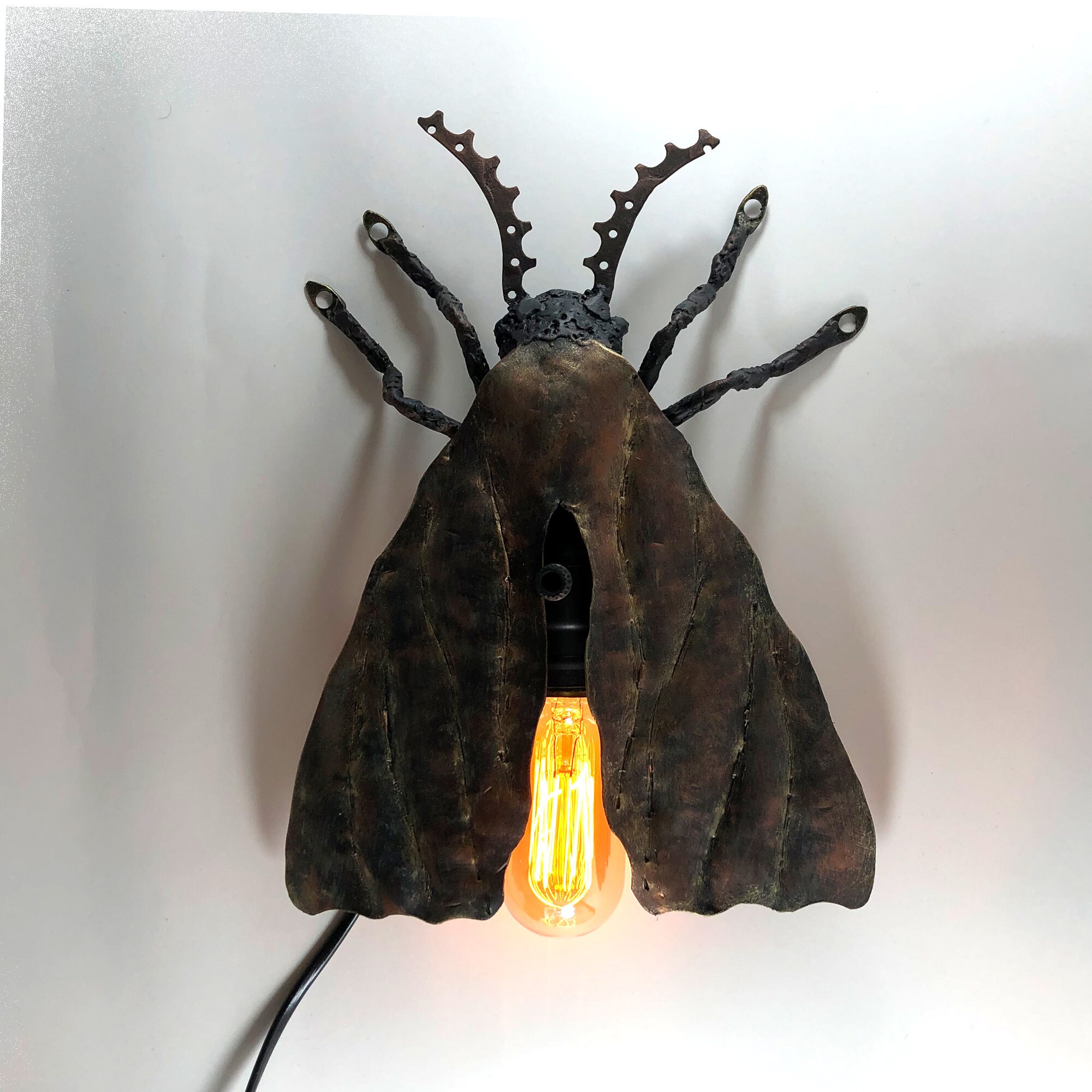 Wall Mounted Night Light Metal Moth Wall Lamp Butterfly Night Etsy