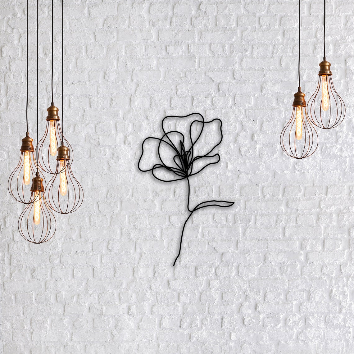 Wire art flower wall mounted Etsy