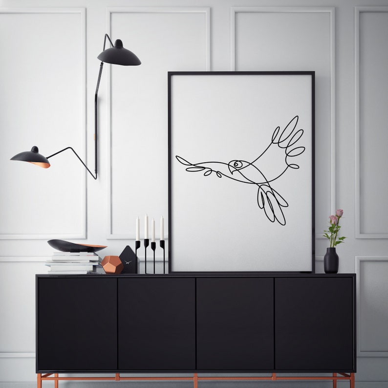 Printable art Parrot Digital Jpeg AI Svg Png Eps Pdf Wall decor one line drawing minimalist