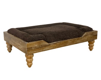 the benson co sleeper wooden raised dog bed with storage steps