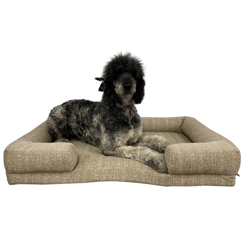 Bolster Style Dog Bed Memory Foam Multiple Sizes Brown Etsy