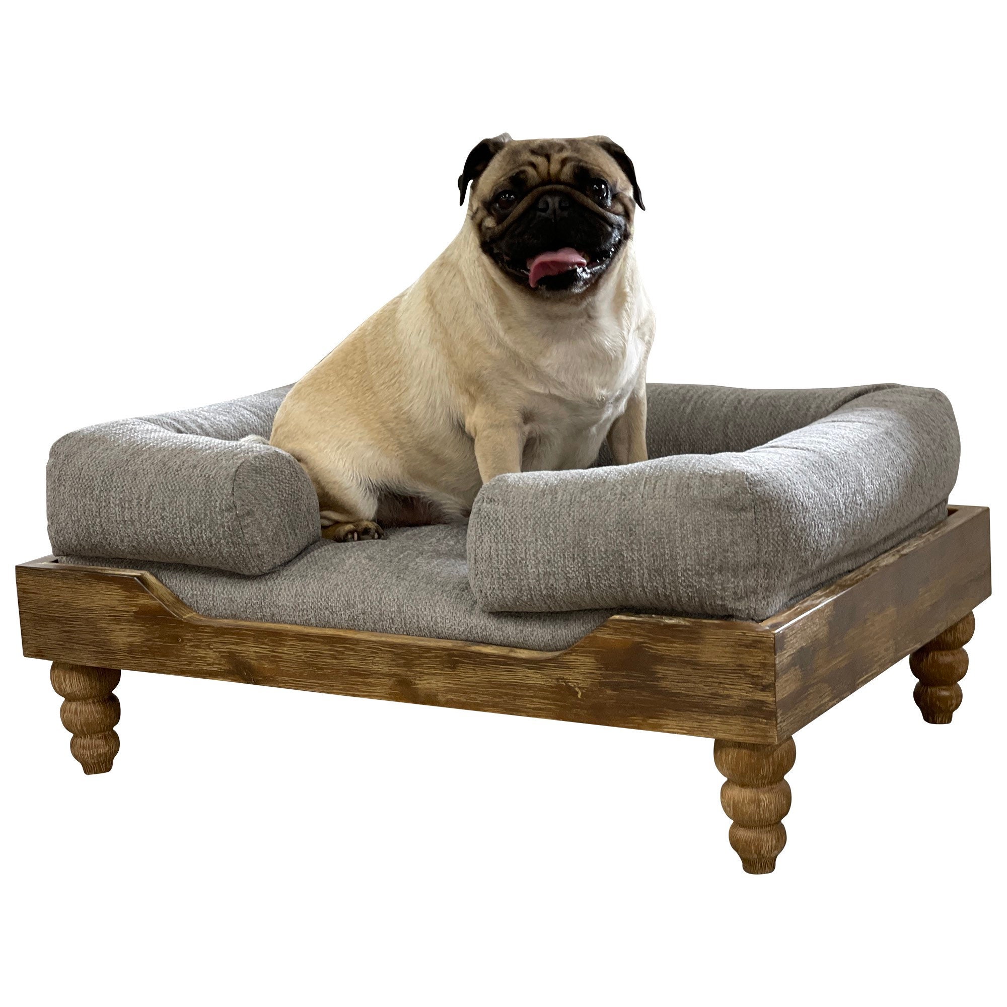 Farm House Dog Bed Orthopedic Memory Foam Washed Oak Frame Etsy