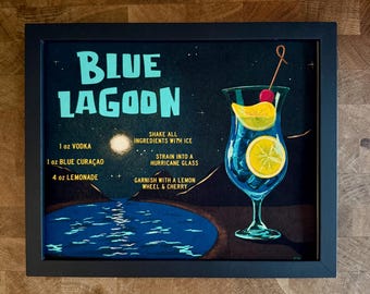 Blue Lagoon | Vintage Cocktail Recipe | 8"x10" Print