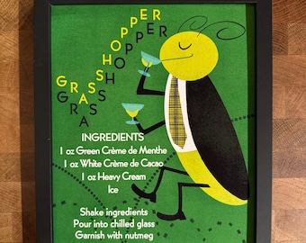 Grasshopper | Vintage Cocktail Recipe | 8"x10" Print