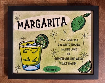 Margarita | Vintage Cocktail Recipe | 8"x10" Print