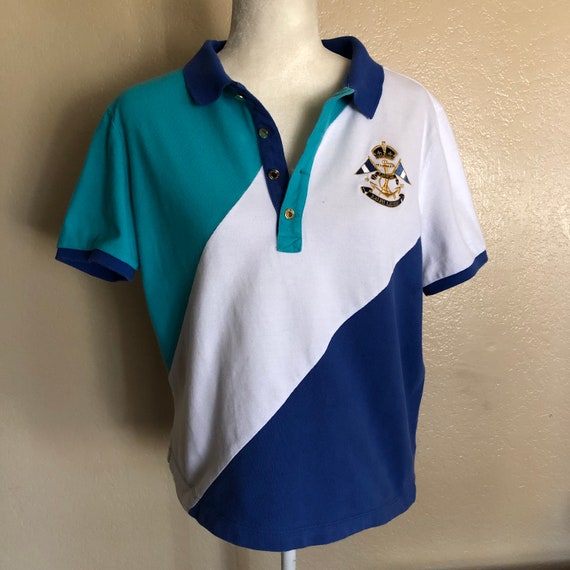 Vintage 90s Polo Crest T-Shirt, 90s Striped Polo S