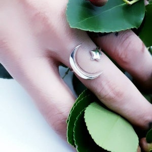 Silver Star and Moon Ring