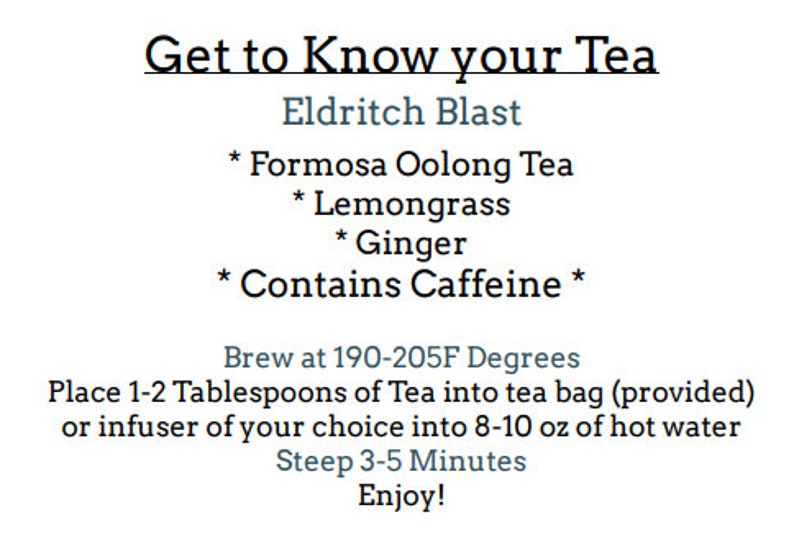 Eldritch Blast (warlock) Ginger Oolong Blend - Etsy