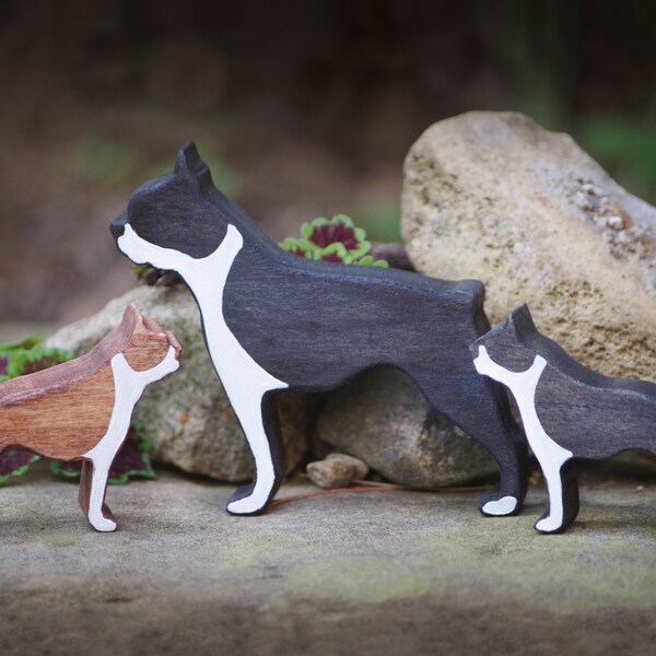 Miniature Wood Boston Terrier Figurine, Pet Keepsake, Loss of Pet Gift, Dog Good Luck Charm, Boston Terrier Silhouette, Dog Statue