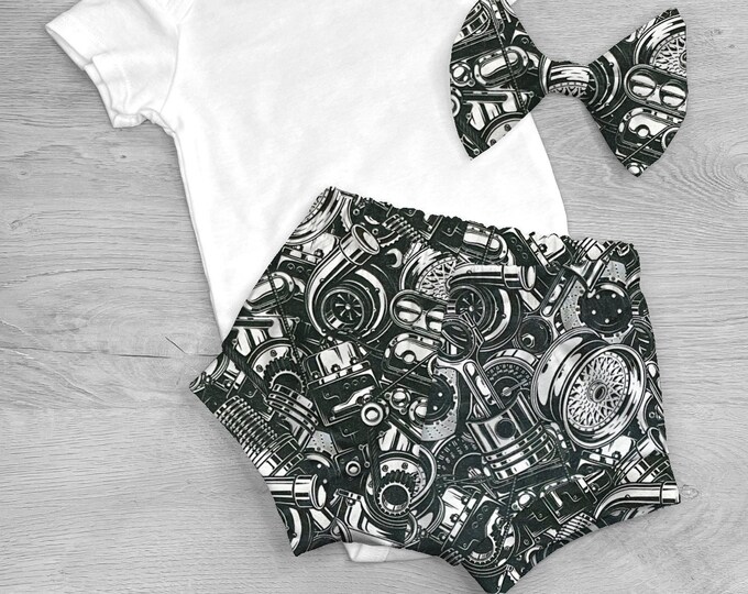 Mechanic Baby, Car Baby Bummies, Toddler Shorts, Outfit With Bow, 1st