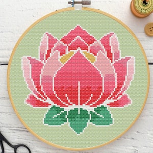 Pink Lotus Zen Cross Stitch Pattern