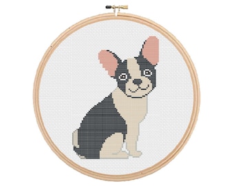 Boston Terrier Dog Cross Stitch Pattern