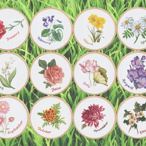 Birth Month Flower Complete Collection Cross Stitch Patterns