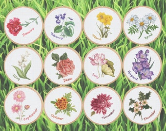 Birth Month Flower Complete Collection Cross Stitch Patterns
