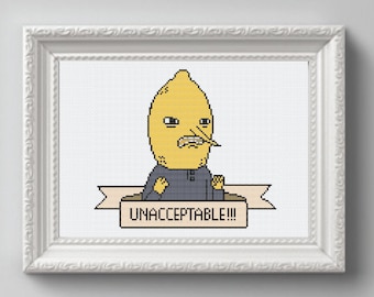 Unacceptable!!! Earl of Lemongrab Adventure Time Cross Stitch Pattern