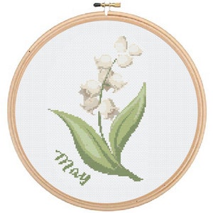 Birth Month Flower May Lily of the Valley Cross Stitch Pattern