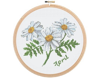 Birth Month Flower April Daisy Cross Stitch Pattern