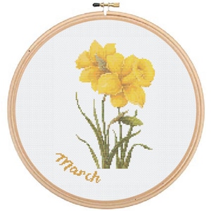 Birth Month Flower March Daffodil Cross Stitch Pattern