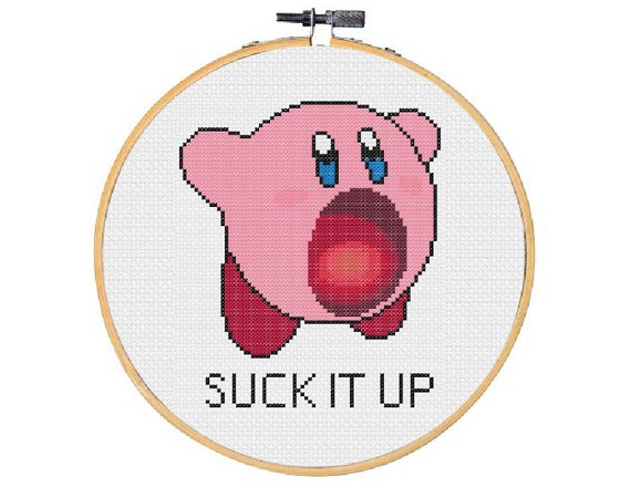 Suck it Up - Funny Kirby Cross Stitch Pattern