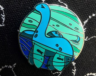 Nessie Hard Enamel Pin, Silver Metal (40 mm)