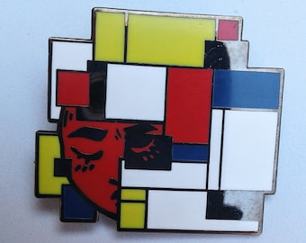 Mondrian Hard Enamel Pin, Gunmetal Finish (40mm)