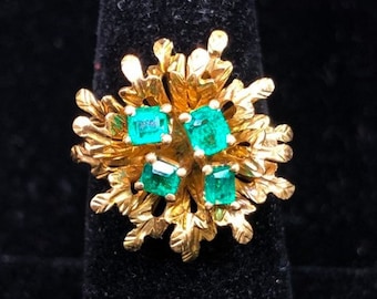 Victorian Emerald Ring 18K Yellow Gold