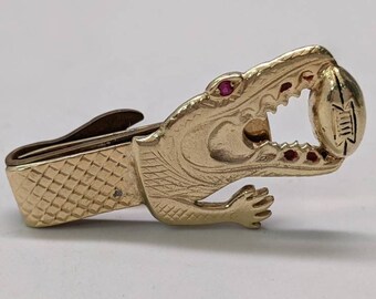 Gator bowl Tie Clip 14K Yellow Gold