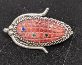 Sterling Silver E. Bowekaty Zuni Corn pin/ pendant