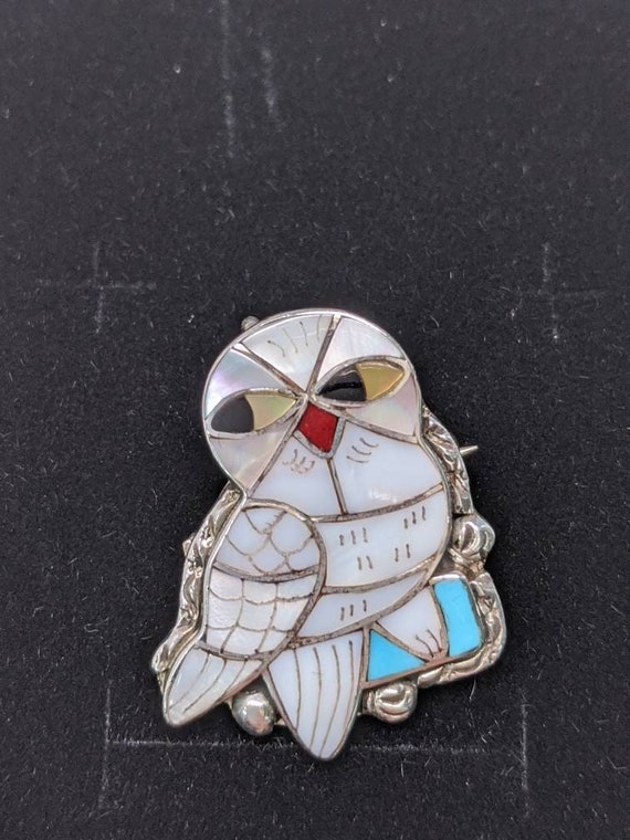 Sterling Zuni Owl Pin/ pendant