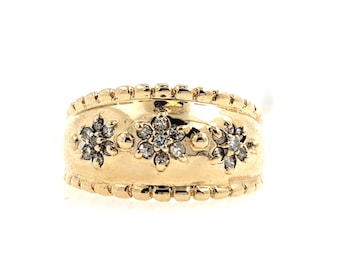 14k diamond flower ring