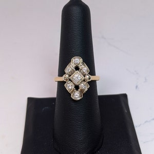 Art Nouveau Diamond Ring 14K yellow Gold White Gold 1ctw image 1