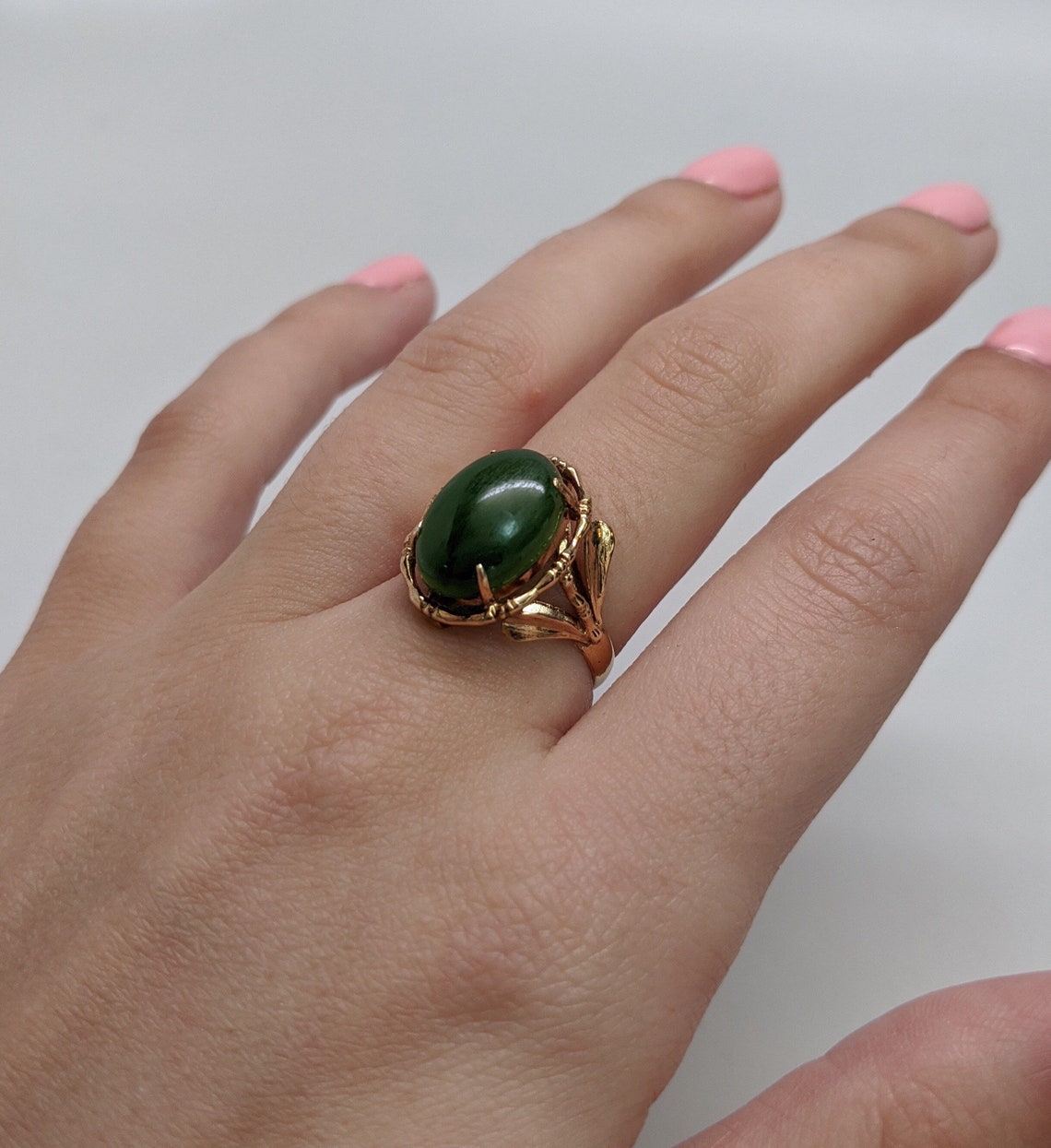 Antique Dark Green Jade Ring Etsy