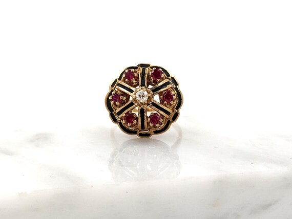 Ruby and diamond and enameled ring - image 3
