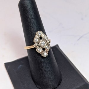 Art Nouveau Diamond Ring 14K yellow Gold White Gold 1ctw image 2