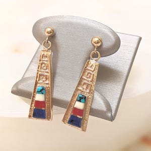 14k yellow gold 4 stone drop earrings